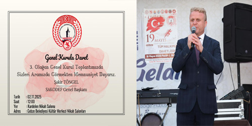 Kısa adı SAKODEF olan Samsun Kocaeli  Dernekler Federasyonu 3.