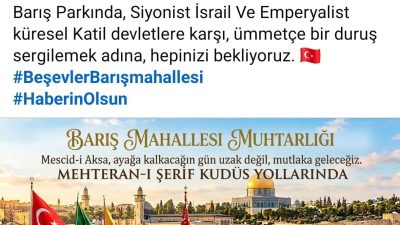  Gebze Beşevler Barış Mahallesi Muhtarlığı, Filistin'e destek ve İsrail'in
