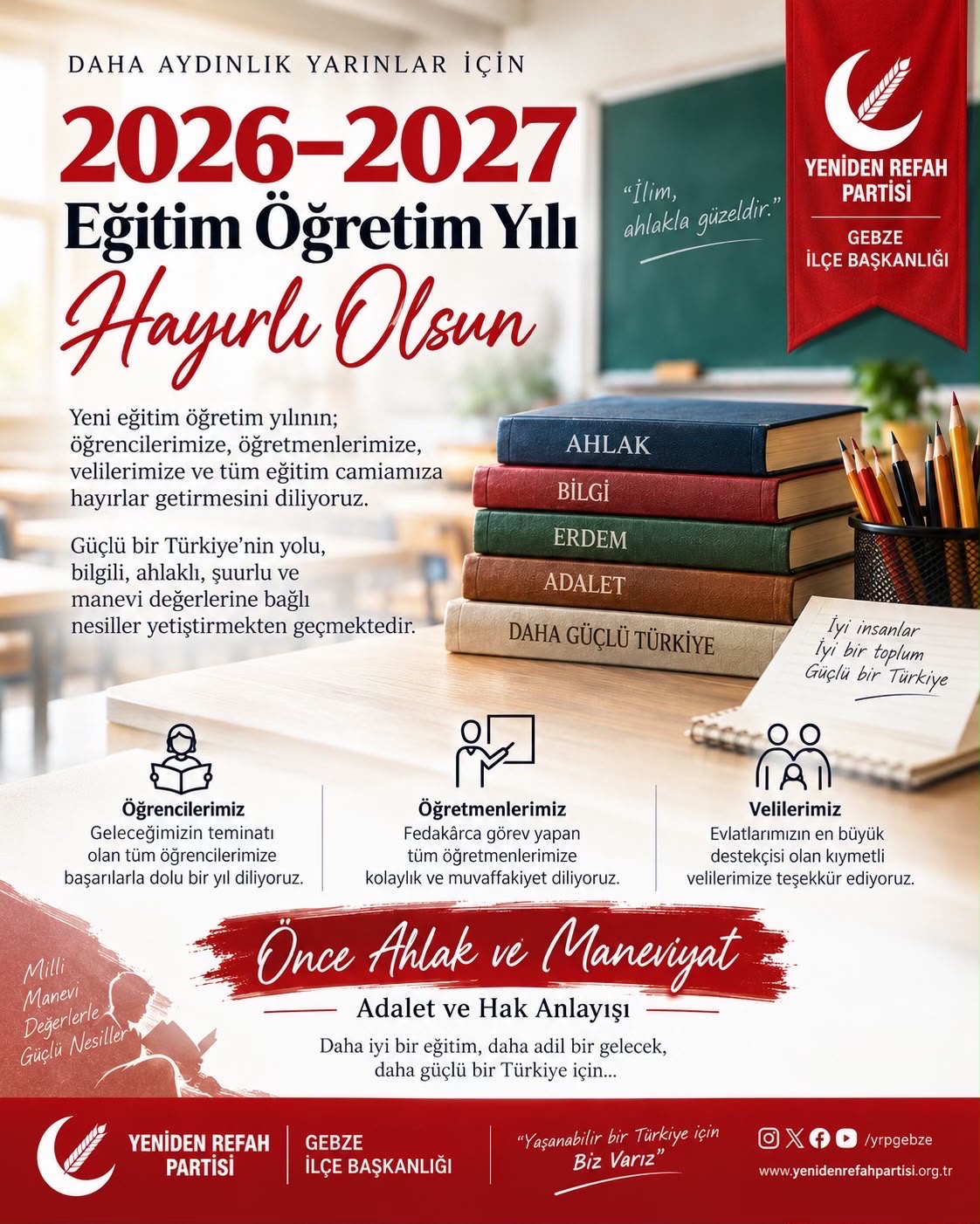 Yeniden Refah Partisi Gebze İlçe Başkanlığı, 2026–2027 Eğitim Öğretim Yılı